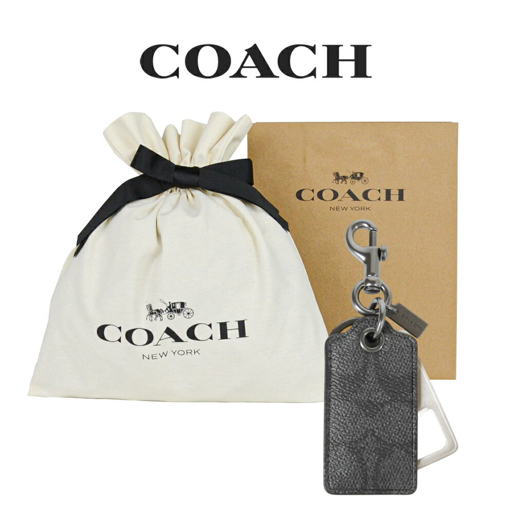 【RSL】 【コーチ巾着＆紙袋付き・ラッピング済み】 お急ぎ 365日出荷 ギフトセット コーチ COACH アウトレット クリスマスプレゼント メンズ 小物 キーホルダー CAQ49 QBO4G(チャコール) シグネチャー