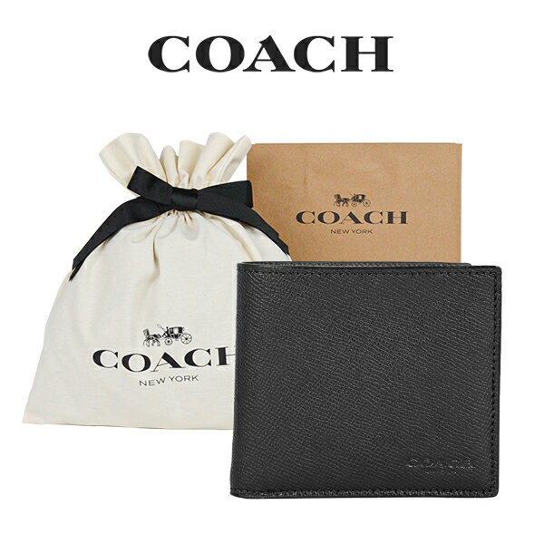 【コーチ箱＆紙袋付き・ラッピング済み】ギフトセット コーチ COACH アウトレット メンズ 財布 二つ折り財布 F59111 BLK(ブラック) ブラック