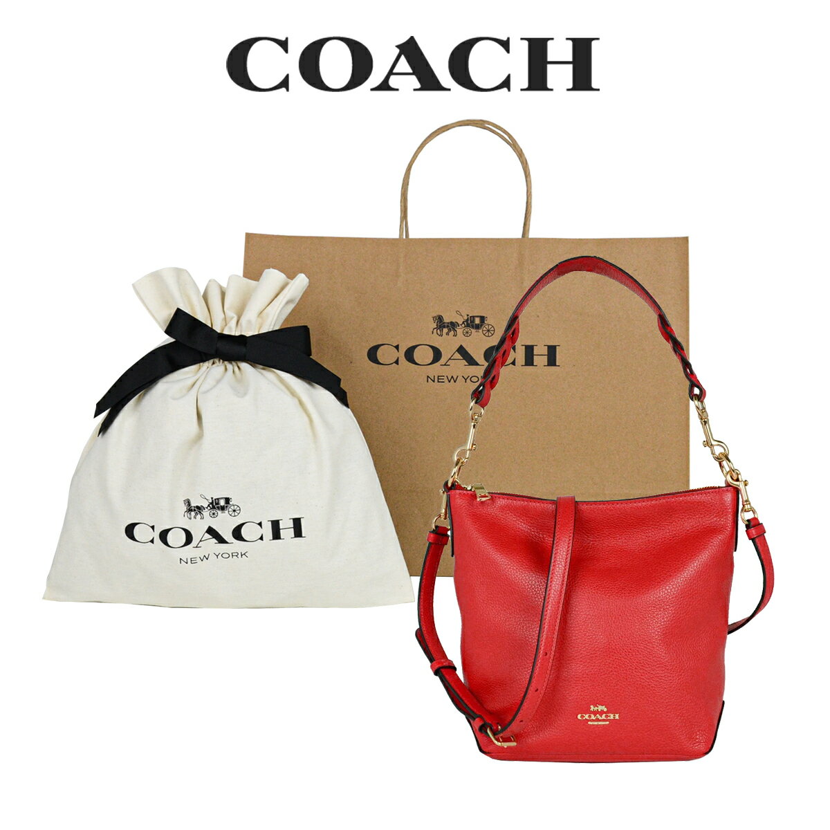 【コーチ巾着＆紙袋付き・ラッピング済み】 ギフトセット コーチ COACH アウトレット レディース バッグ 2wayショルダー ショルダーバッグ 67025 IMBRD(ブライトレッド) レッド