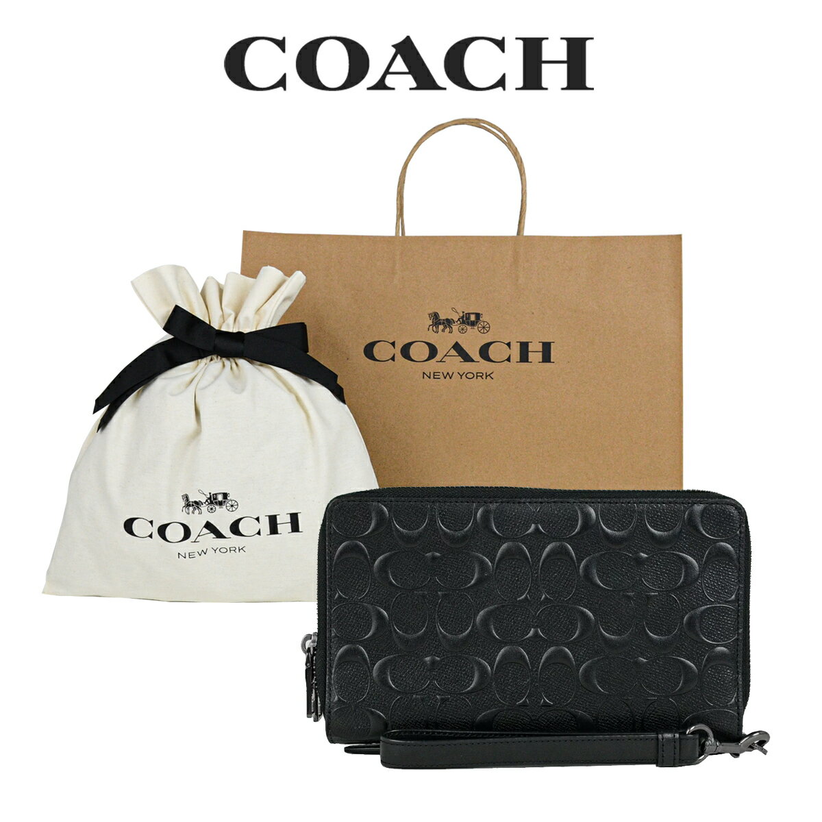 セカンドバッグ 【コーチ巾着＆紙袋付き・ラッピング済み】 ギフトセット コーチ COACH アウトレット メンズ バッグ セカンドバッグ オーガナイザー F67637 QB/BK(ブラック) シグネチャー