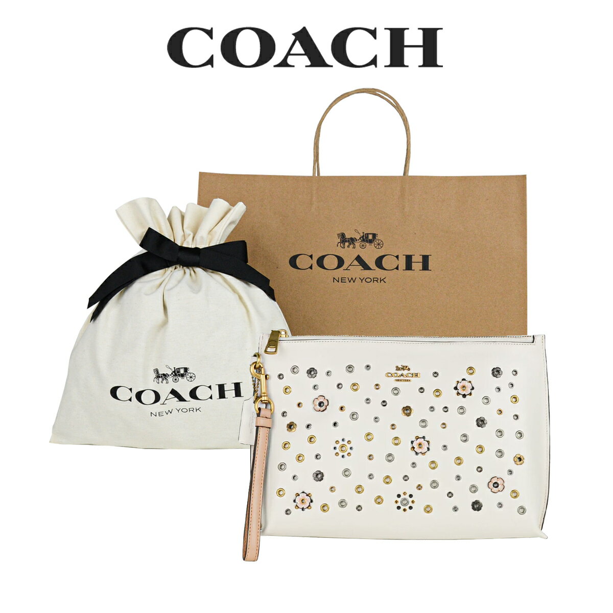 ★ 【コーチ巾着＆紙袋付き・ラッピング済み】 ギフトセット コーチ COACH アウトレット レディース バッグ ハンドバッグ ファスナー開閉 72400 B4CAH(ブラス×チョーク マルチ) 花柄【在庫処分】