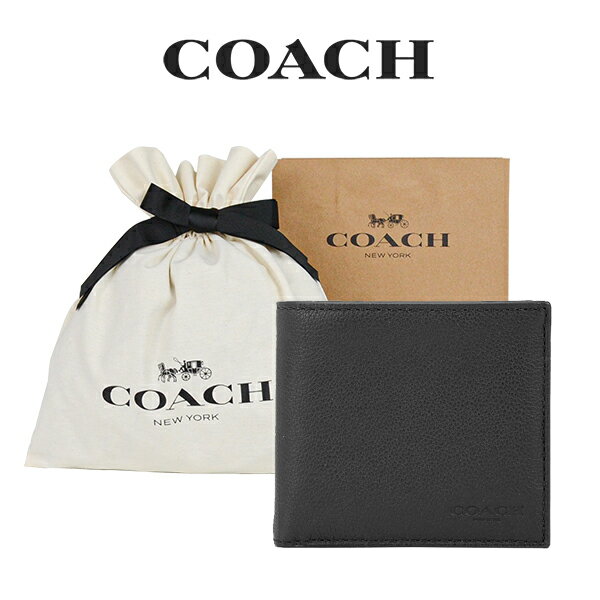 ★ 【コーチ箱＆紙袋付き・ラッピング済み】 ギフトセット コーチ COACH アウトレット メンズ 財布 二つ折り財布 F75003 BLK(ブラック) ブラック