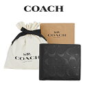 ★ 【コーチ巾着＆紙袋付き・ラッピング済み】 ギフトセット コーチ COACH アウトレット メンズ 財布 二つ折り財布 F75363 BLK(ブラック) シグネチャー