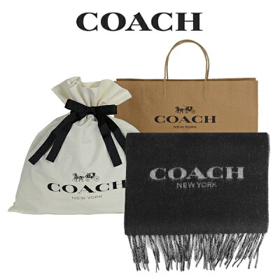 【RSL】【コーチ巾着&紙袋付き・ラッピング済み】 母の日 ギフトセット コーチ COACH アウトレット メンズ 小物 アパレル マフラー F76053 RI6(ブラック×グレー)