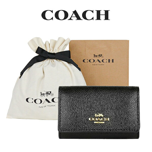 コーチ キーケース 【コーチ巾着＆紙袋付き・ラッピング済み】 ギフトセット コーチ COACH アウトレット レディース 小物 キーケース F76741 IMBLK(ブラック)