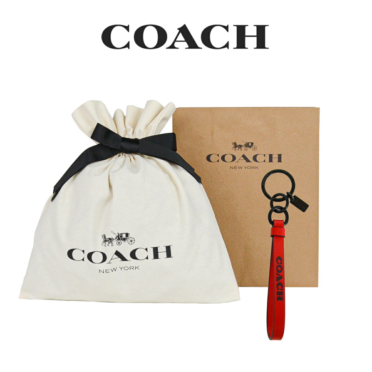 ★ 【コーチ巾着＆紙袋付き・ラッピング済み】 ギフトセット コーチ COACH アウトレット メンズ 小物 キーホルダー C8505 V3T(スポーツ レッド×オックスブラッド) レッド