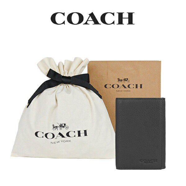 【コーチ巾着＆紙袋付き・ラッピング済み】 ギフトセット コーチ COACH アウトレット メンズ 小物 カードケース 名刺入れ 91308 QB/BK(ブラック) ブラック