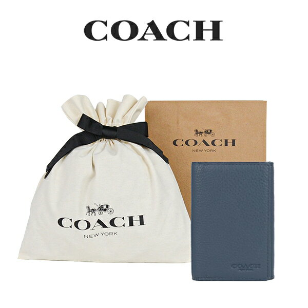 【コーチ巾着＆紙袋付き・ラッピング済み】 ギフトセット コーチ COACH アウトレット メンズ 小物 カードケース 名刺入れ 91308 QB/MQ(ミッドナイト) ネイビー