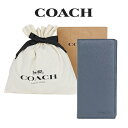 【コーチ巾着＆紙袋付き・ラッピング済み】 ギフトセット コーチ COACH アウトレット メンズ 財布 二つ折り長財布 91807 QB/MQ(ミッドナイト) ネイビー