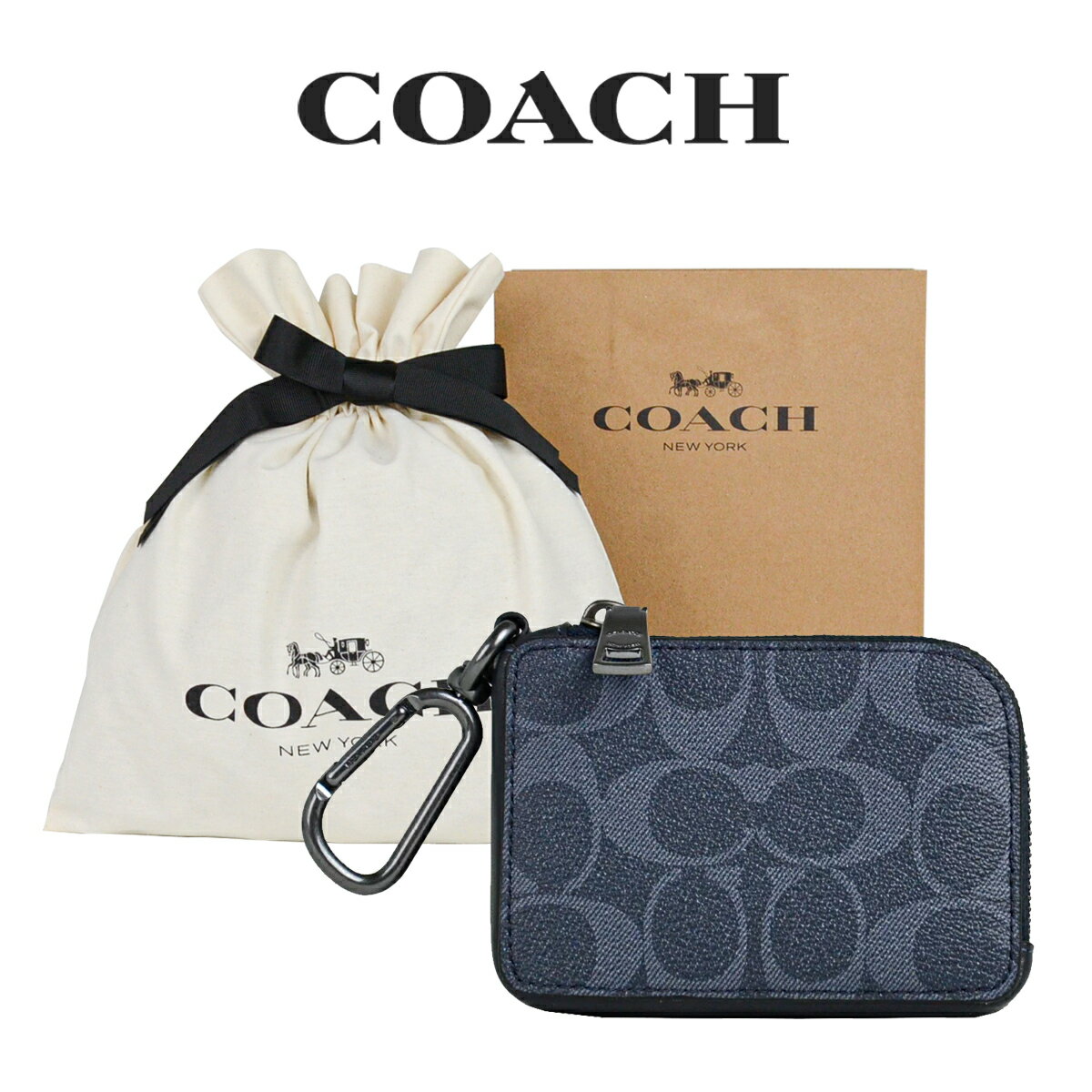 コーチ キーケース ★ 【コーチ巾着＆紙袋付き・ラッピング済み】 ギフトセット コーチ COACH アウトレット メンズ 小物 キーケース CB927 QBDEN(デニム) シグネチャー