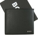 ヒューゴボス HUGO BOSS 札入れ 財布 メンズ 二つ折り 型押し牛革 イタリアンレザー ブラック 50470463 10202294 001