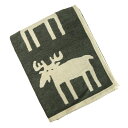 KLIPPAN クリッパン コットンブランケット シングルサイズ オーガニックコットン シェニール シュニール織 MOOSE ムース ヘラジカ 鹿 グレー BENGT & LOTTA 140×180cm
