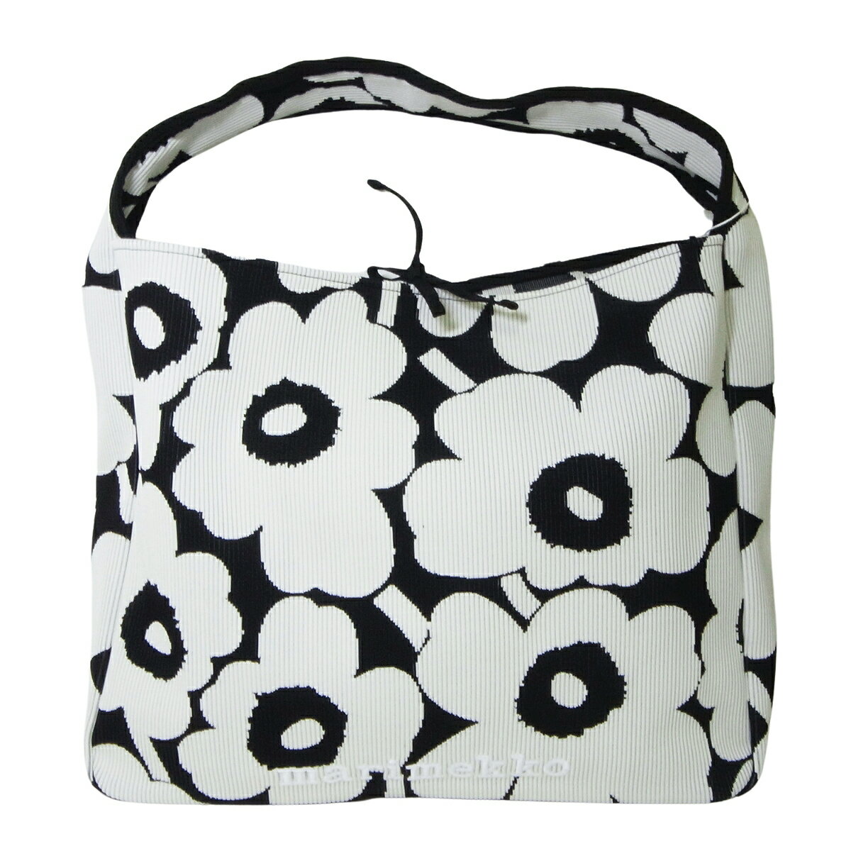 marimekko マリメッコ ショルダーバッグ ラージ ニット ジャガード ウニッコ ブラック×オ