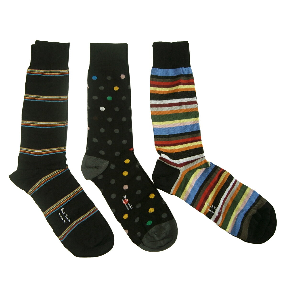 ポール・スミス 靴下 メンズ Paul Smith ポールスミス 英国直輸入 靴下 ソックス メンズ おしゃれ Socks シグネチャーストライプ ボーダー ドット 3足 ギフト