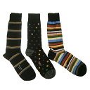 Paul Smith ポールスミス 英国直輸入 靴下 ソックス メンズ おしゃれ Socks シグネチャーストライプ ボーダー ドット 3足 ギフト