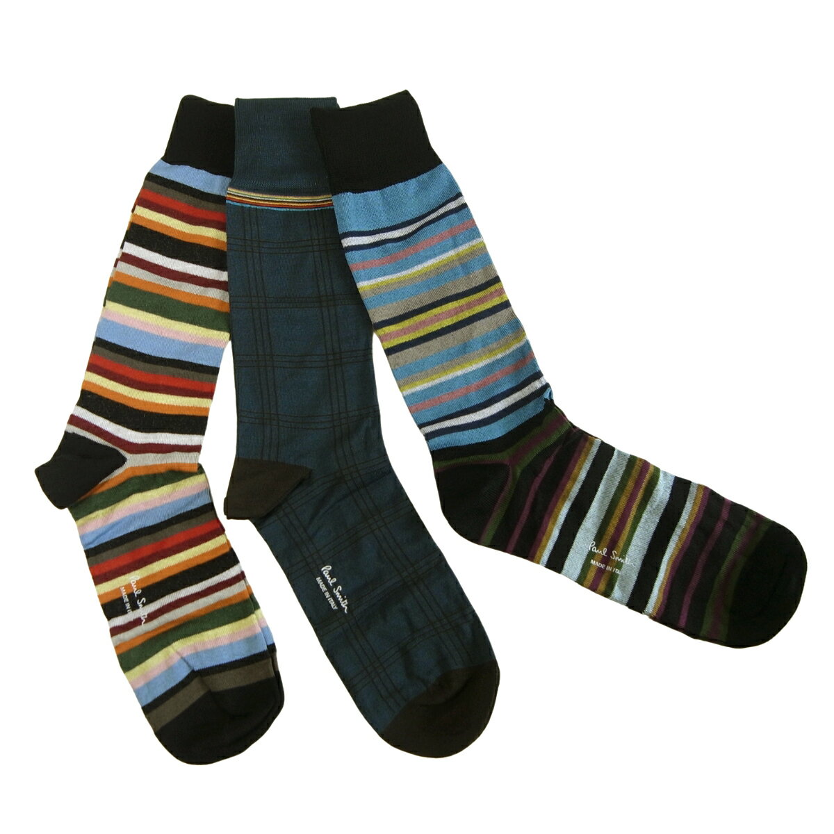 Paul Smith ポールスミス 英国直輸入 靴下 ソックス メンズ おしゃれ Socks ストライプ チェック 3足 ギフト