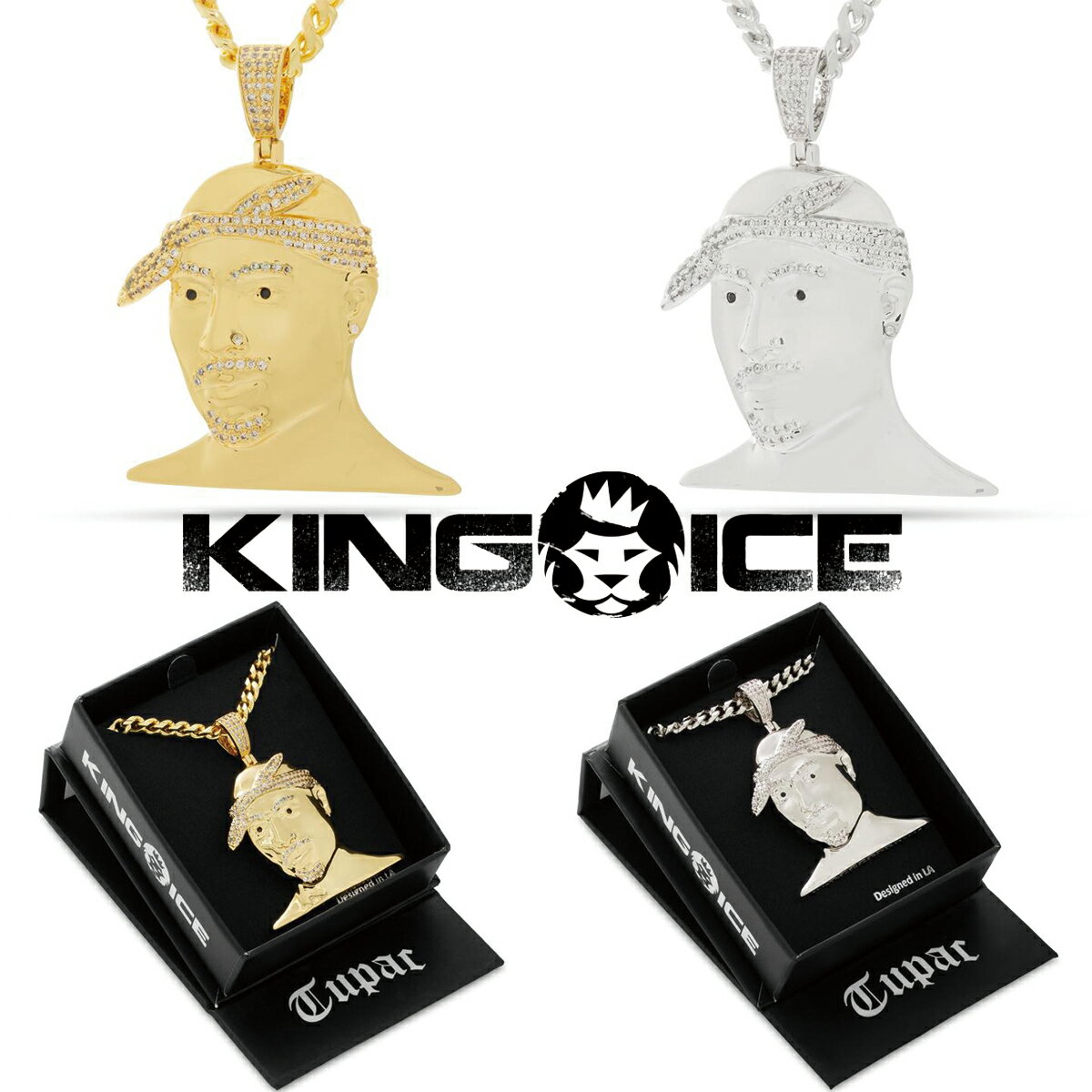 KING ICE LOACX lbNX 2PAC X KING ICE - 3D BOSS 2PAC BUST NECKLACE 14kS[h zCgS[h  lC[ANZT[]