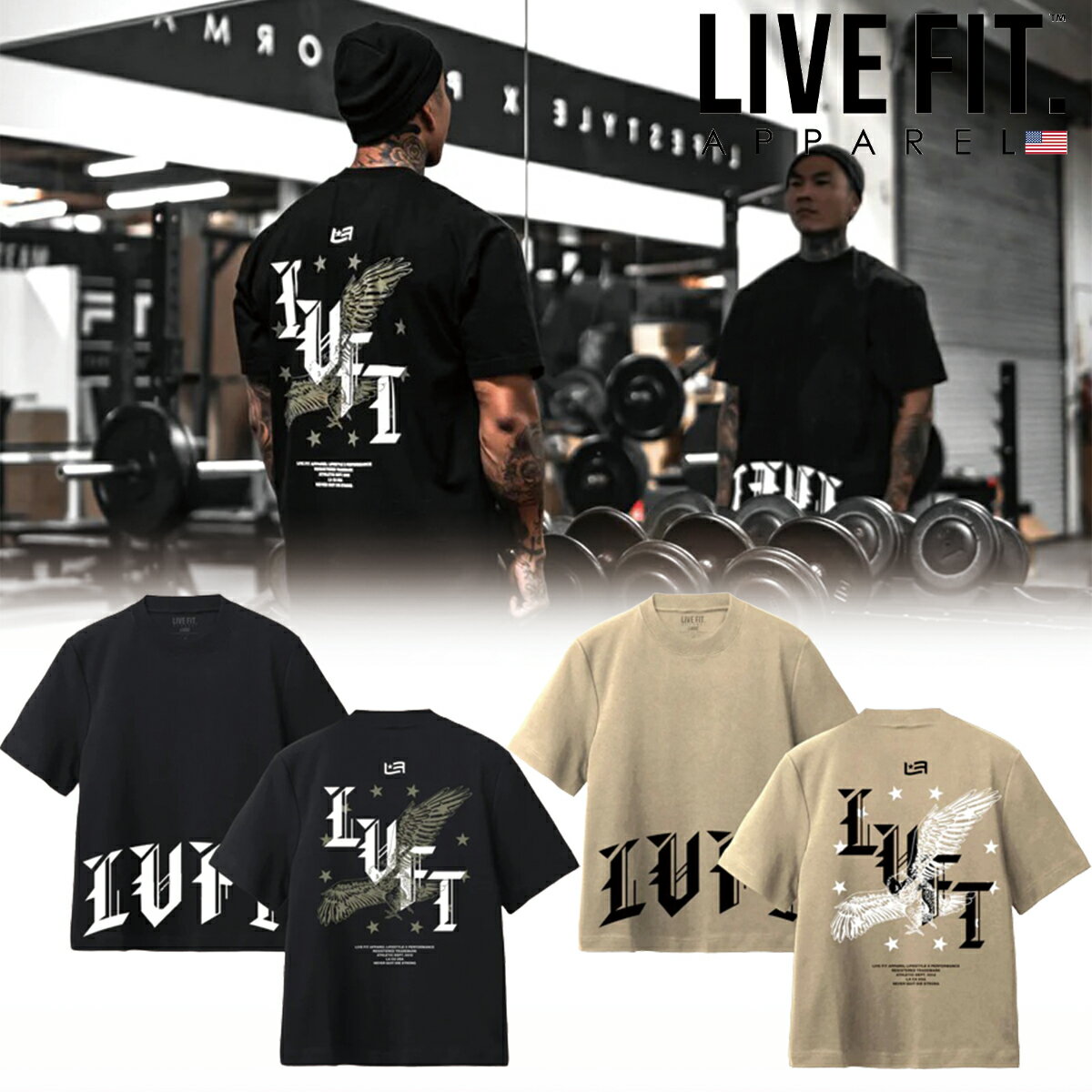 LIVE FIT リブフィット HONOR TEE Tシャツ 半袖 トップス メンズ 筋トレ ジム ウエア フィジーク スポーツ 正規品 衣類
