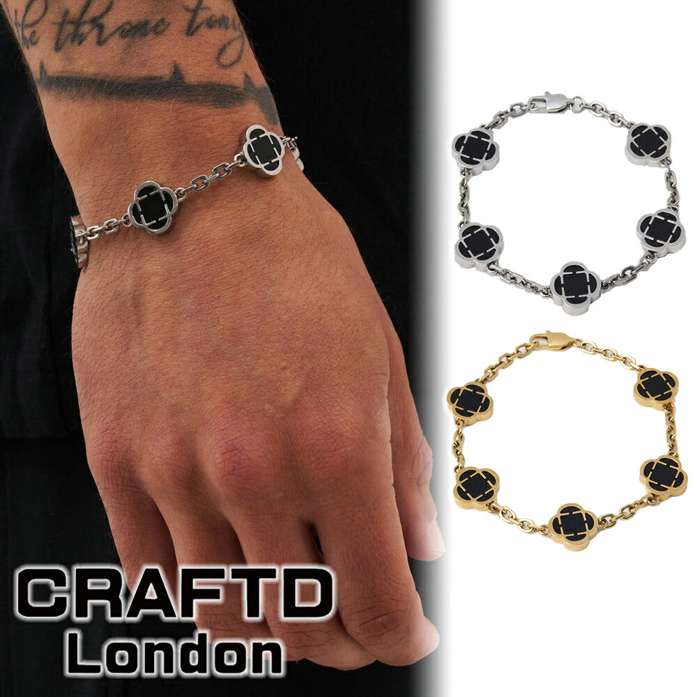 CRAFTD London クラフトロンドン ブレスレット ONYX CLOVER STONE BRACELET SILVER GOLD シルバー ゴールド 銀 金 メンズ 人気 [アクセサリー] ユ00582