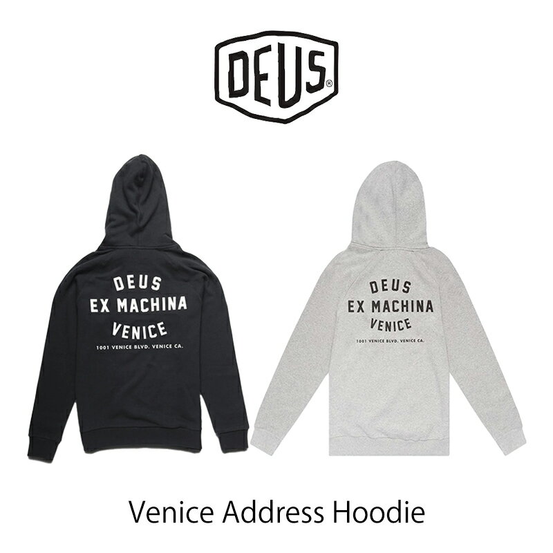 DeusExMachina Venice Address Hoodie デウスエクスマキナ ブラック プルオーバー パーカー ヴェニス アドレス 長袖 トレーナー サファリ サーフ バイカー Deus Ex Machina