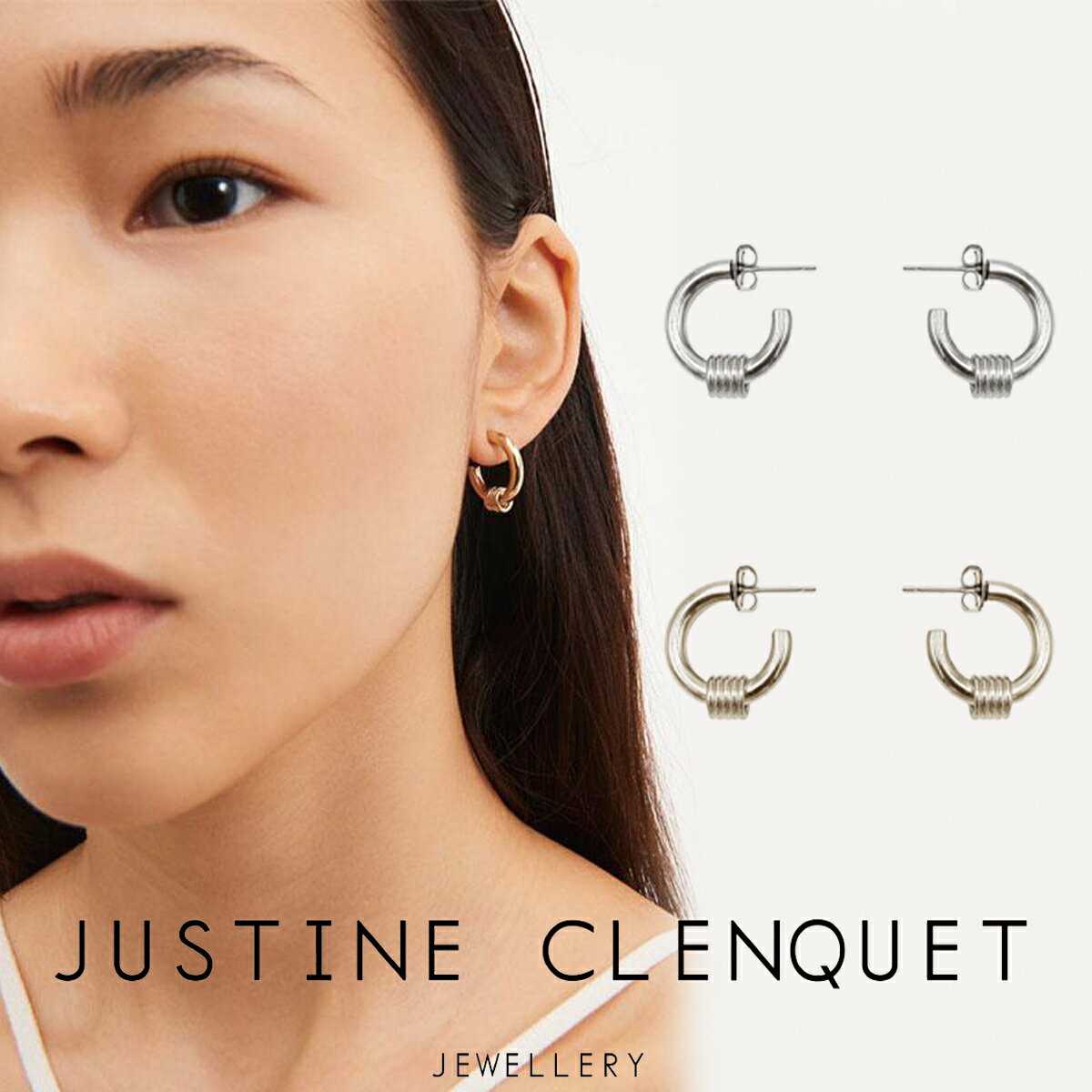 ジュスティーヌクランケ Justine Clenquet Carrie palladium earrings キャリー パラジウム ピアス 2個セット レディース 