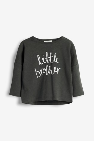 ネクスト ベビー NEXT チャコール Little Brother Tシャツ 長袖 ベビー服 男の子 ユニセックス パジャマ 子供服 新生児 ベビーウェア おでかけ プレゼント[衣類] 2