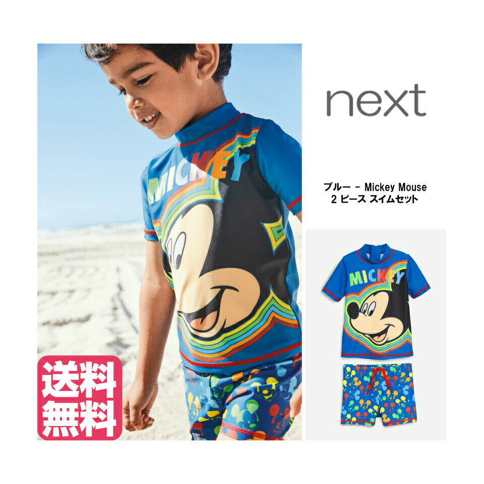 ネクスト　ベビー服 ネクスト ベビー NEXT ブルー Mickey Mouse 2 ピース スイムセット ミッキーマウス スイムスーツ サンセーフスーツ 半袖 上下セット UVカット 水着 スイムウェア スイムショートパンツ 水遊び プール ビーチ 子供服 ベビー服 男の子 ベビーウェア [衣類]