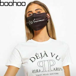 ブーフー boohoo 布マスク Woman Printed Fashion Face Mask BLACK ブラック 黒 マスク ファッションマスク 洗える ロゴ 布 大きめ 大人用 男女兼用 おしゃれ かっこいい アクセサリー レディース メンズ ユニセックス ブランド イギリス asos[衣類]