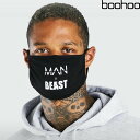 ブーフー boohoo 布マスク MAN X Beast Fashion Mask BLACK ブラック 黒 マスク ファッションマスク 洗える ロゴ 布 大人用 男女兼用 おしゃれ かっこいい アクセサリー メンズ レディース ユニセックス ブランド イギリス asos