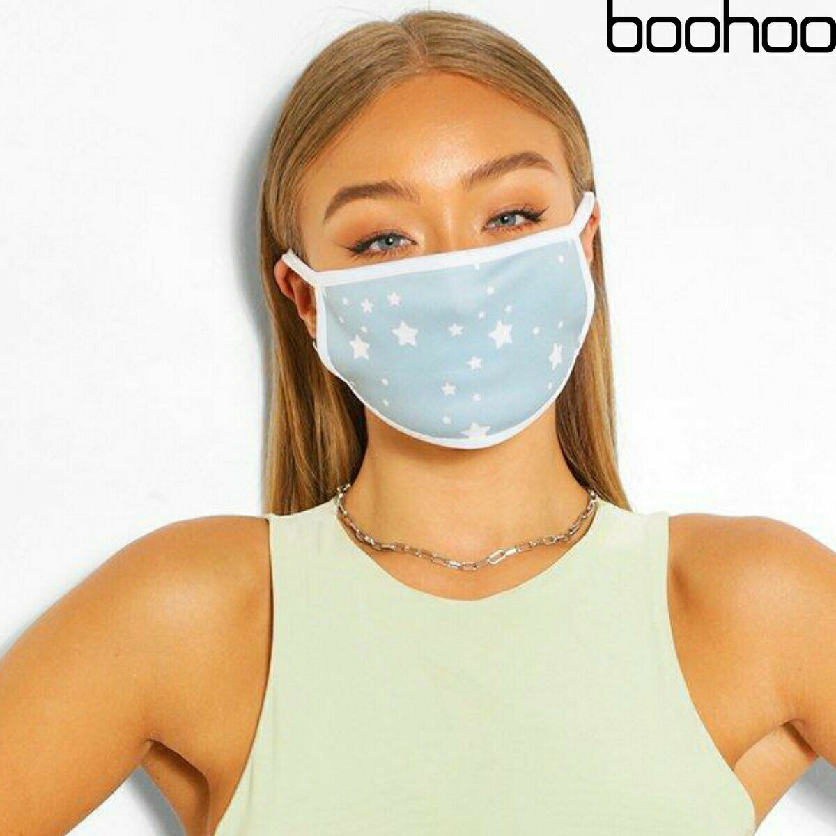 楽天WILLSブーフー boohoo 布マスク Star Fashion Face Mask BLUE ブルー マスク ファッションマスク 洗える ロゴ 布 大人用 男女兼用 おしゃれ かっこいい アクセサリー メンズ レディース ユニセックス ブランド イギリス asos[衣類]