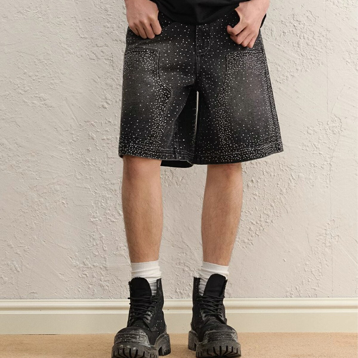 MEDM ミスターエンジョイダマネー ハーフパンツ 短パン デニム ショーツ メンズ アメリカン ストリート ヒップホップ メンズ レディース ユニセックス[衣類]ユ00582