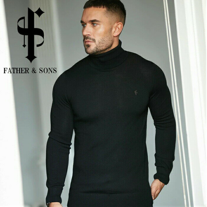 t@U[ Ah TY FATHER & SONS CLASSIC BLACK ROLL NECK MERINO WOOL KNITTED JUMPER (METAL EMBLEM) jbg ^[glbN g[i[  Y ؃g W EGA X|[cEFA tBW[N CMX Ki[ߗ]