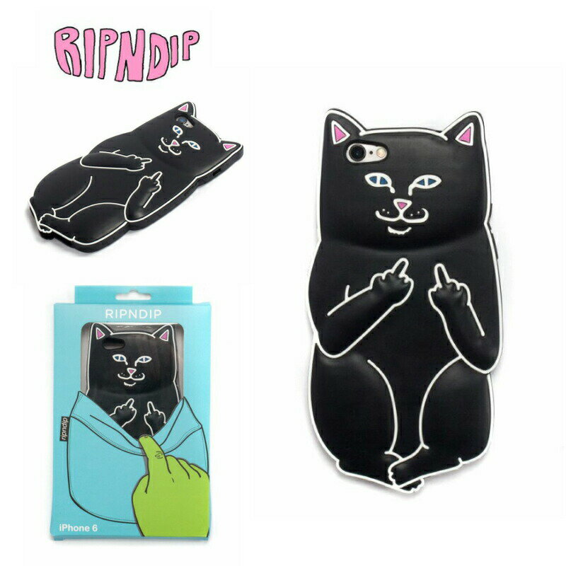 正規品 ripndip RIPNDIP リップンディップ iPhone ケース ブラック SE 5/5S 6/6S 7/8 6plus/6S plus LORD JERMAL IPHONE CASE アイフォンカバー シリコンケース かわいい ネコ キャット 猫 Rip N Dip スケーター ストリート メンズ レディース [スマホケース]