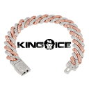 KING ICE キングアイス ブレスレット 12MM ROSE GOLD ICED DIAMOND-CUT MIAMI CUBAN BRACELET 14Kゴールドメッキ ホワイトゴールドメッキ メンズ ブランド 人気