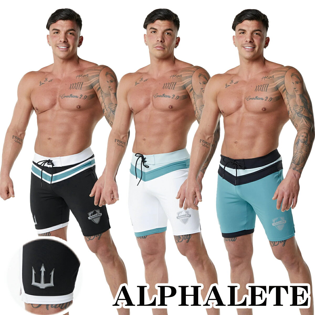 アルファーリード ALPHALETE サーフパンツ ステージ ショーツ 水着 TRIDENT COMPETITION SHORT ハーフパンツ 短パン フィジーカー 大会 メンズ 筋トレ ジム ウエア 正規品