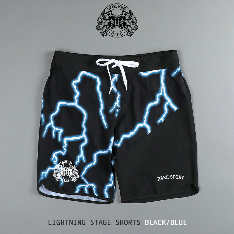 ダルクスポーツ サーフパンツ DarcSport 水着 ステージ ショーツ LIGHTNING STAGE SHORTS BLACK/BLUE メンズ ハーフパンツ 短パン フィジーカー 筋トレ ジム ウエア 正規品