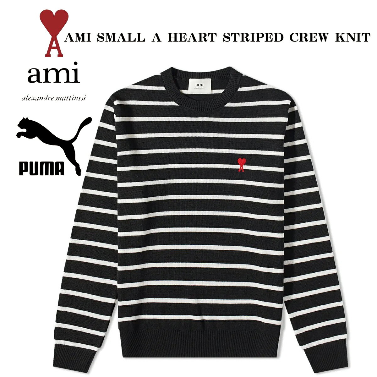 AMI Paris A~ pX jbg N[jbg XgCv AMI SMALL A HEART STRIPED CREW KNIT  vI[o[ XEFbg Y fB[X jZbNX Ki[ߗ]