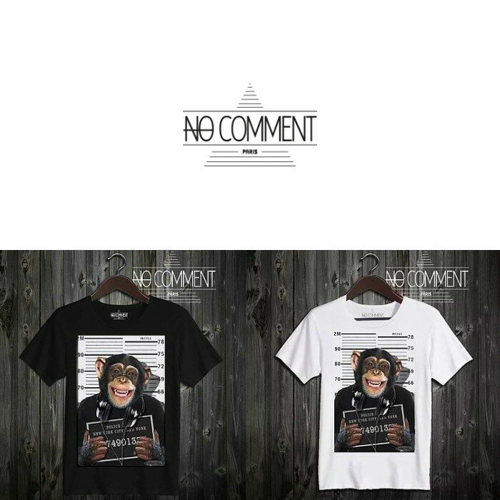 NO COMMENT PARIS ノーコメントパリ 半袖 Tシャツ ブラック ホワイト ラウンドネック Vネック メンズ レディース 大きい 小さい モンキー ウォンテッド monkey wanted TEE SHIRT HIPSTER