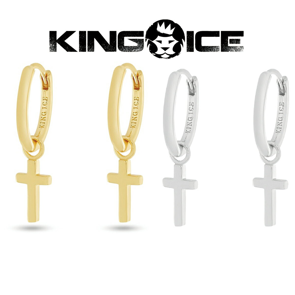 KING ICE LOACX sAX  HANGING CROSS EARRINGS 14kS[h  Vo[ 2Zbg Y uh lC[ANZT[]