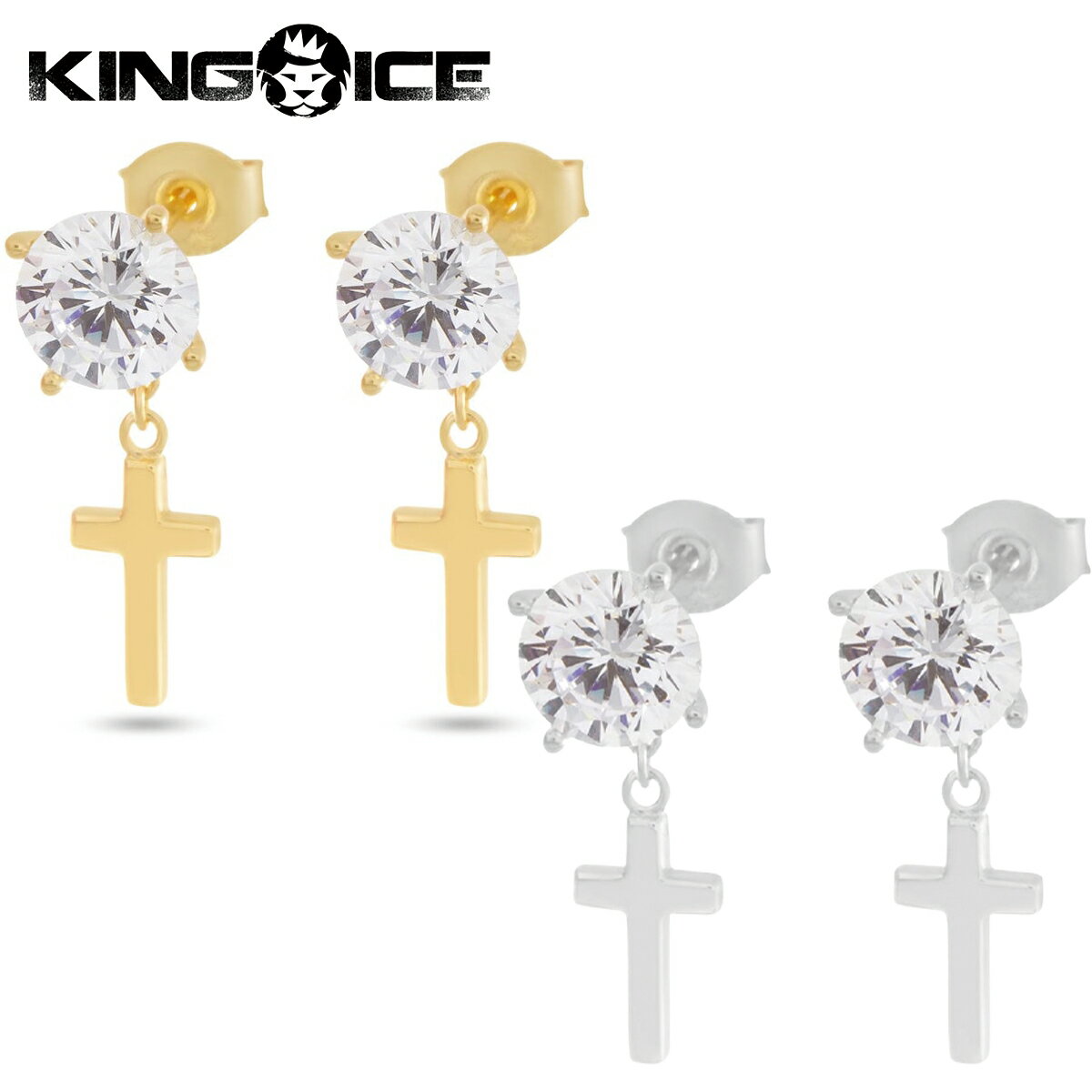 KING ICE LOACX sAX  WRAPPED CROSS EARRINGS 14kS[h  Vo[ 2Zbg Y uh lC[ANZT[]