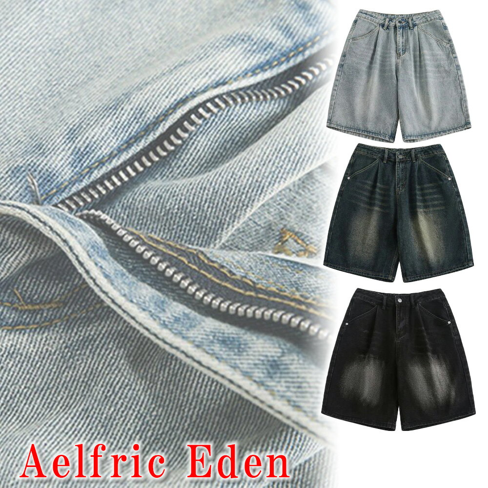 Aelfric Eden デニム ショートパンツ エルフリック エデン ウォッシュド リンクル ジョルト レギュラーフィット ハーフ パンツ メンズ ユニセックス 正規品 [衣類] ユ00582