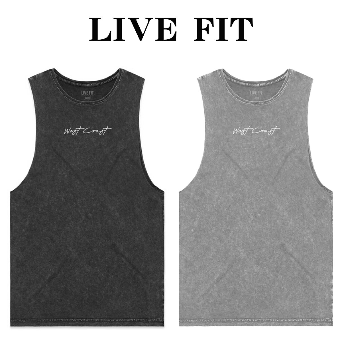 リブフィット タンクトップ LIVE FIT WEST COAST VINTAGE TANK トップス メンズ 筋トレ ジム ウエア フィットネス スポーツ トレーニング 正規品[衣類]ユ00582