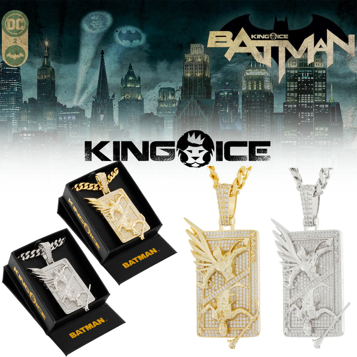 ■モデル■ BATMAN X KING ICE - JOKER CARD NECKLACE ■カラー■ ・14K GOLD ・WHITE GOLD ■サイズ■ ワンサイズ ■素材・材質■ ・50.8cm 8mmマイアミキューバチェーンとペアリング ・幅： 4cm ・高さ： 7.9cm ・メッキ： 14Kゴールド ・材質：真ちゅう ・重量： 121.3g ・クラスプ：折りたたむ ・石の量： 335 ・石の種類： VVSダイヤモンド模擬 ・ストーンカラー：ホワイト ・ストーンカット：ブリリアント ・石の設定：マイクロパヴェ ・ブランド：バットマン ■説明■ エンボス加工されたバットマンのマントとジョーカーのセプターを展示するこの3Dデザインは、完全に氷結したカードの境界を越えて飛び出します。この作品は、公式のバットマンスタンプとカスタムアイスベイルを備えています。 2007年にカリフォルニア州ロサンゼルスで設立されたKING ICEは、ジュエリーおよびアクセサリービジネスにおけるヒップホップおよびストリートウェア文化のトレンドになってきた。 ペンダント、チェーン、ブレスレット、時計、グリル、ピンなど、ユニークにデザインされたアクセサリー Snoop Dogg、Notorious BIG、Death Row Recordsなどのさまざまなブランドと多くのコラボレーション。