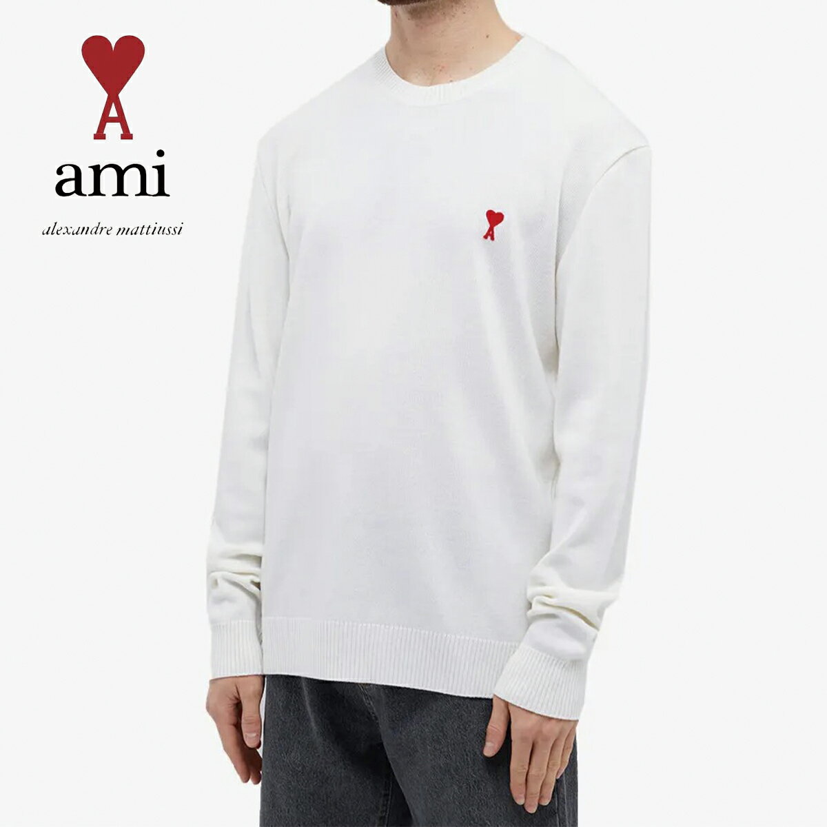 AMI Paris A~ pX jbg N[jbg zCg AMI SMALL A HEART CREW KNIT  vI[o[ XEFbg Y fB[X jZbNX Ki[ߗ]