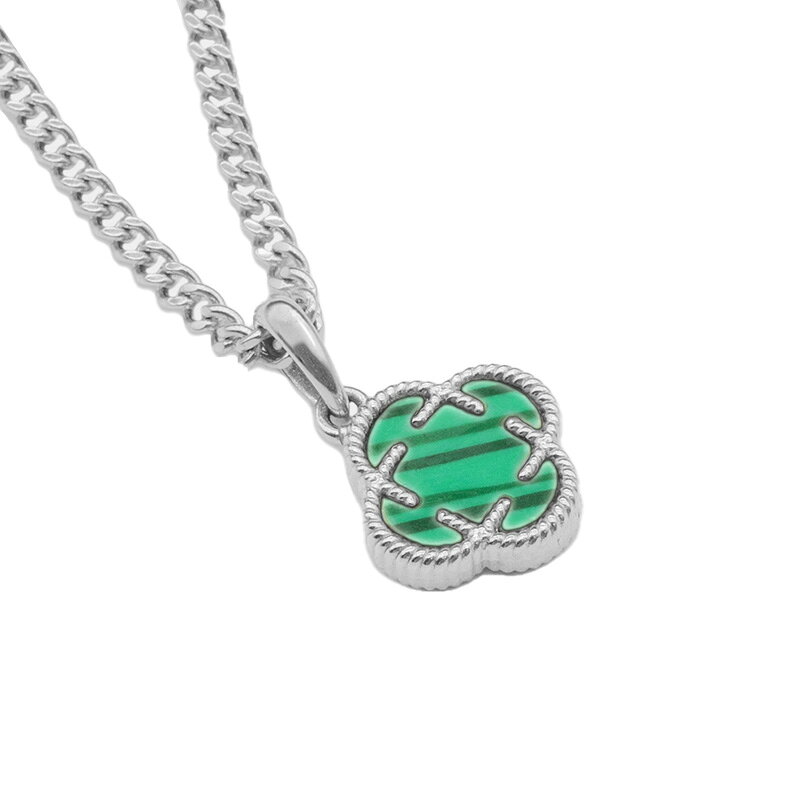 CRAFTD London ネックレス MALACHITE CLOVER STONE PENDANT SILVER GOLD メンズ ク...