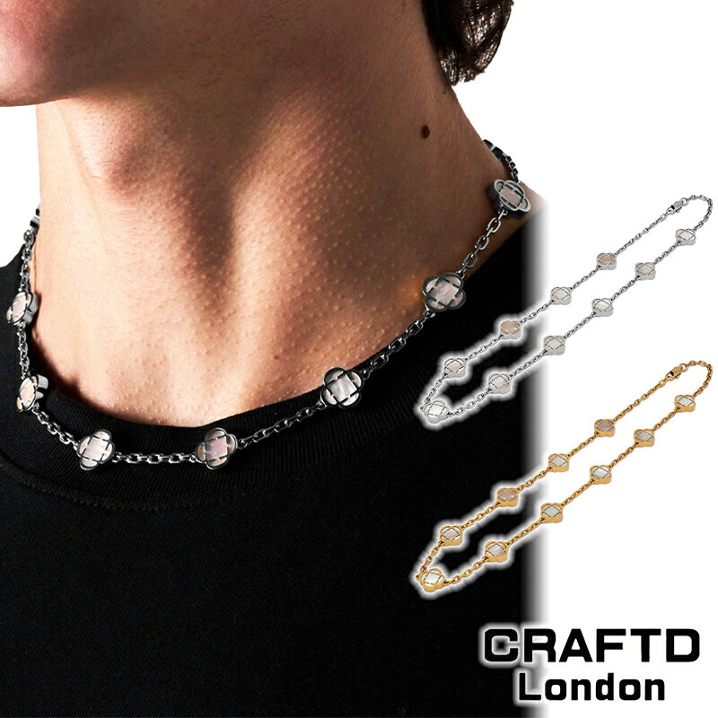 CRAFTD London ネックレス WHITE CLOVER STONE NECKLACE SILVER GOLD メンズ クラフトロンドン シルバー ゴールド 銀 金 18Kゴールド 人気 [アクセサリー] ユ00582
