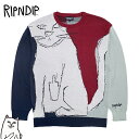 リップンディップ ニット RIPNDIP スウェット Nermhol Knit Sweater マルチカラー トップス ネコ 猫 スケーター ストリート メンズ ユニセックス Rip N Dip[衣類]