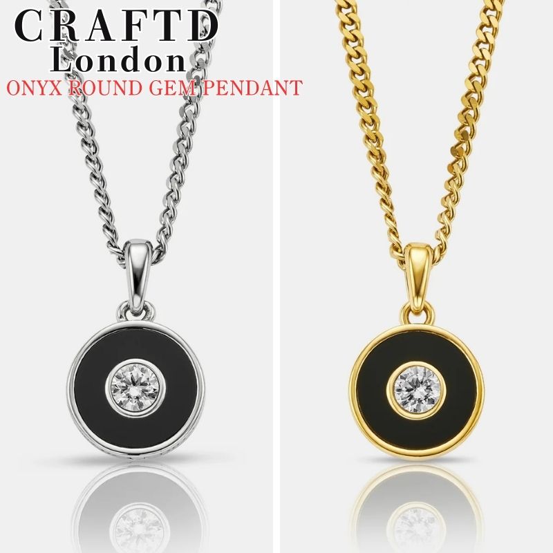 CRAFTD London �ͥå��쥹 ����եȥ���ɥ� ONYX ROUND GEM PENDANT ���˥��� �饦��� ������ SILVER GOLD ����...