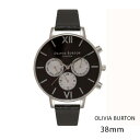 Olivia Burton オリビアバートン レディース CHRONO ブラック & シルバー 腕時計 カレンダー クロノグラフ 本革 レザー ウォッチ クオーツ プレゼント 贈り物 新生活 記念日 ギフト フォーマル カジュアル メンズライク シンプル ビックフェイス[時計] その1