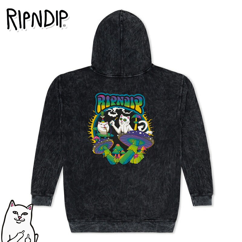 リップンディップ パーカー RIPNDIP スウェット プルオーバー Psychedelic Garden Hoodie ブラック トップス ネコ 猫 スケーター ストリート メンズ ユニセックス Rip N Dip RND9738 衣類